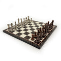 Walnut Pattern Chess Set with Metal Pieces