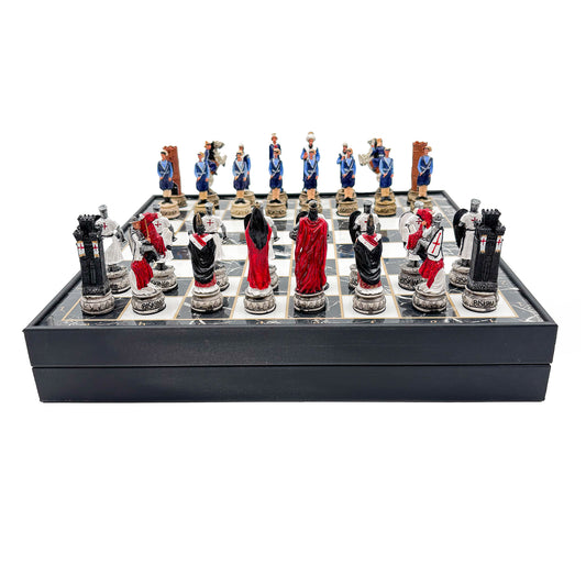 Hand-Painted Chess Set in Wooden Box