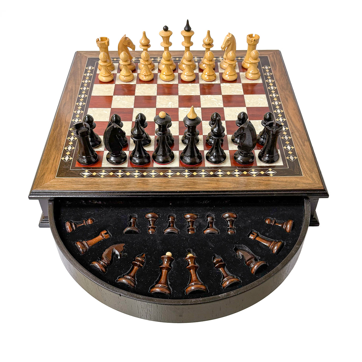 Lithuanian Boxwood Chess Set – Walnut Board