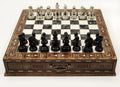Classic Metal Chess Set with Storage Drawer