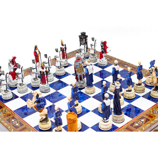 Hand-Painted Chess Set with Drawer