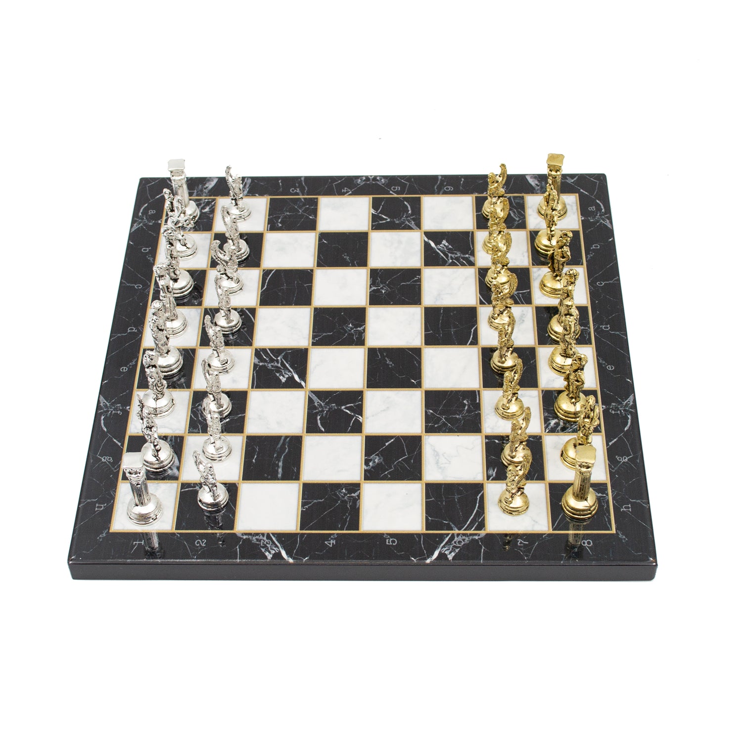 Elite Marble-Patterned Chess: Unique Metal Figures - Ketohandcraft