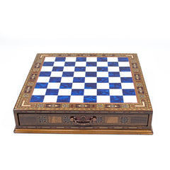 Blue Wooden Chess: Unique with Gold & Silver Pieces - Ketohandcraft