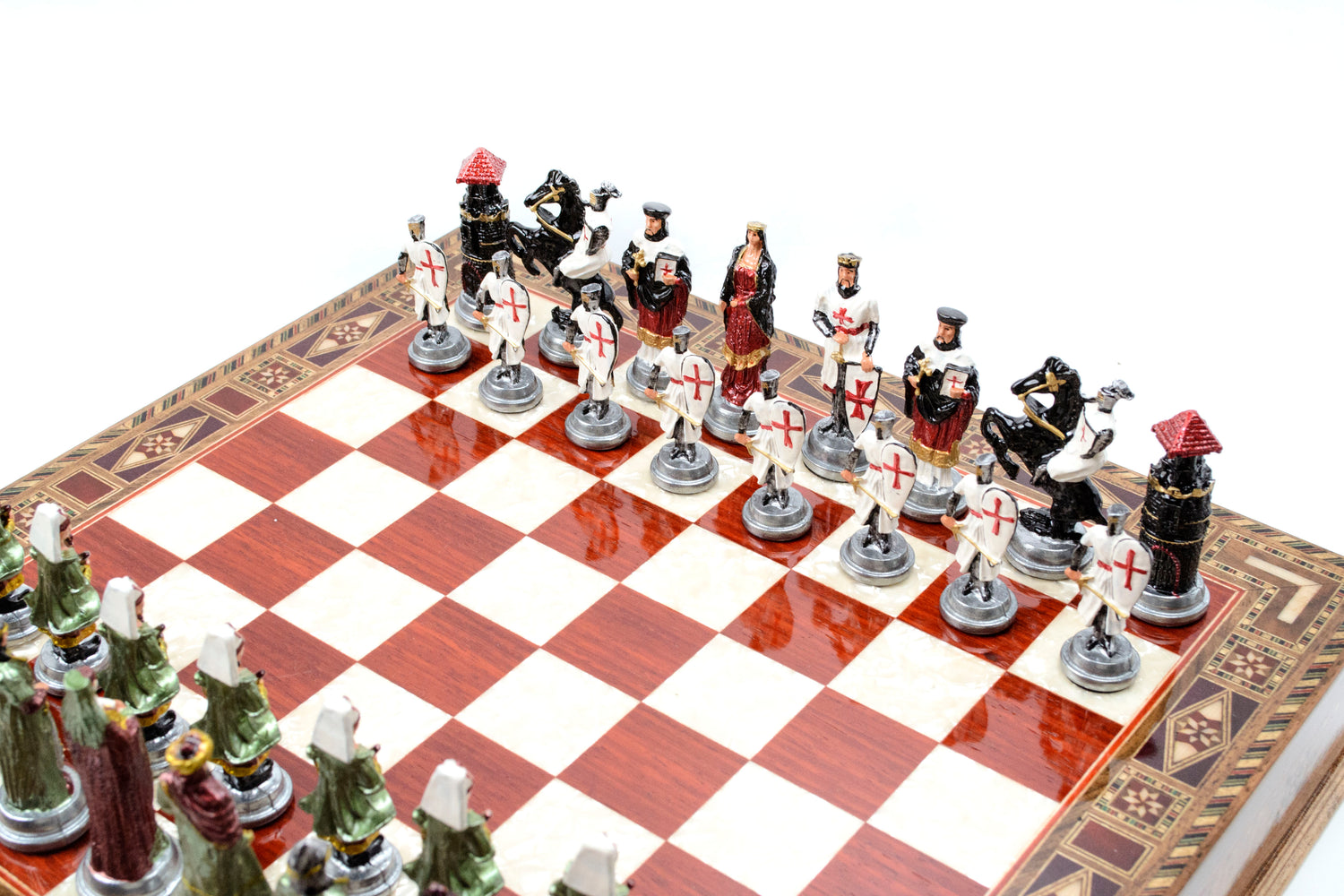 Handmade Chess Set - Ottoman Crusaders: Wood with Drawer - Ketohandcraft