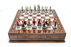 Handmade Chess Set - Romans: Wood with Drawers - Ketohandcraft