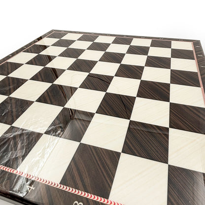 Walnut Pattern Chess Set with Metal Pieces