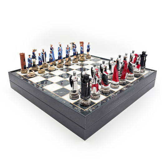 Hand-Painted Chess Set in Wooden Box