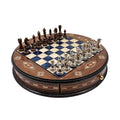 Round Inlaid Chess Board with Drawers