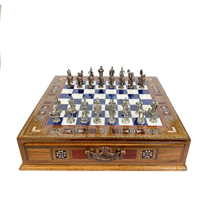 Trojan Metal Chess Set with Drawer