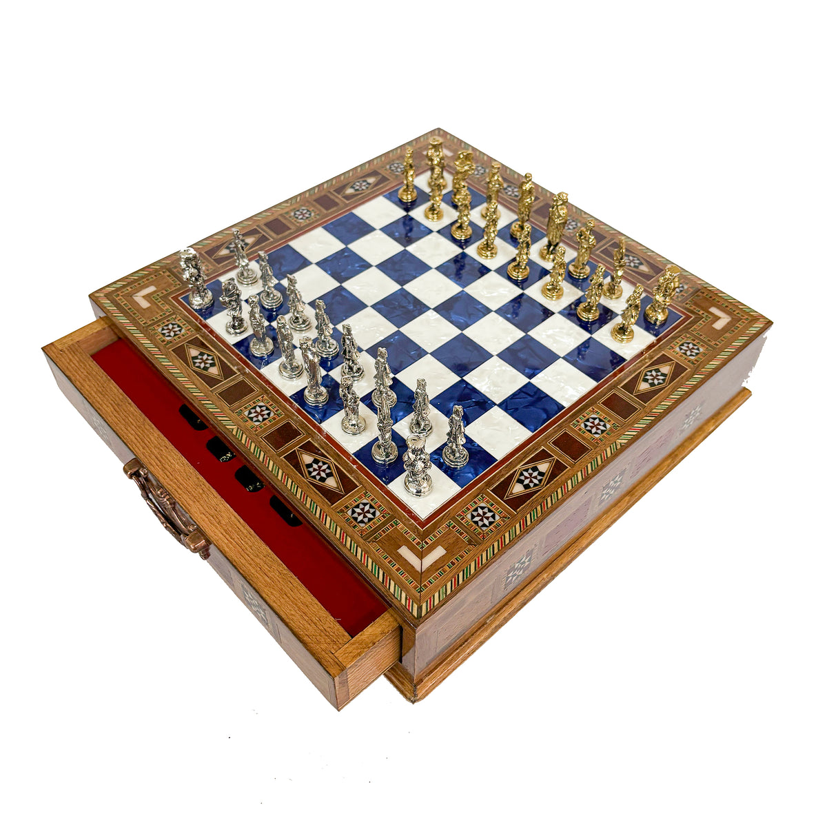 Ottoman Metal Chess Set with Drawer