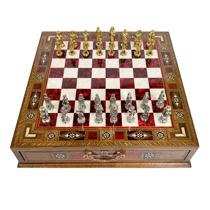 Ottoman Metal Chess Set with Drawer