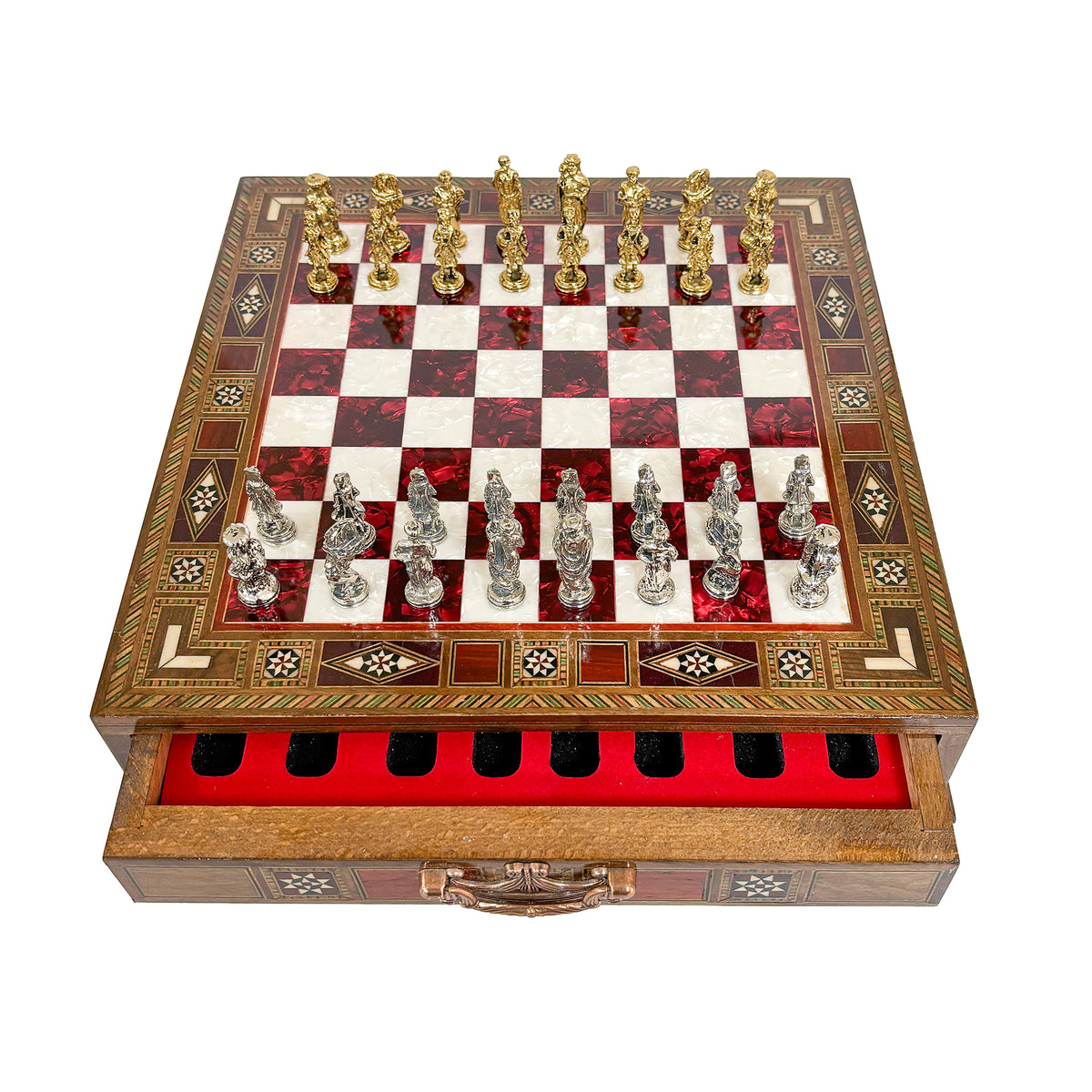 Ottoman Metal Chess Set with Drawer