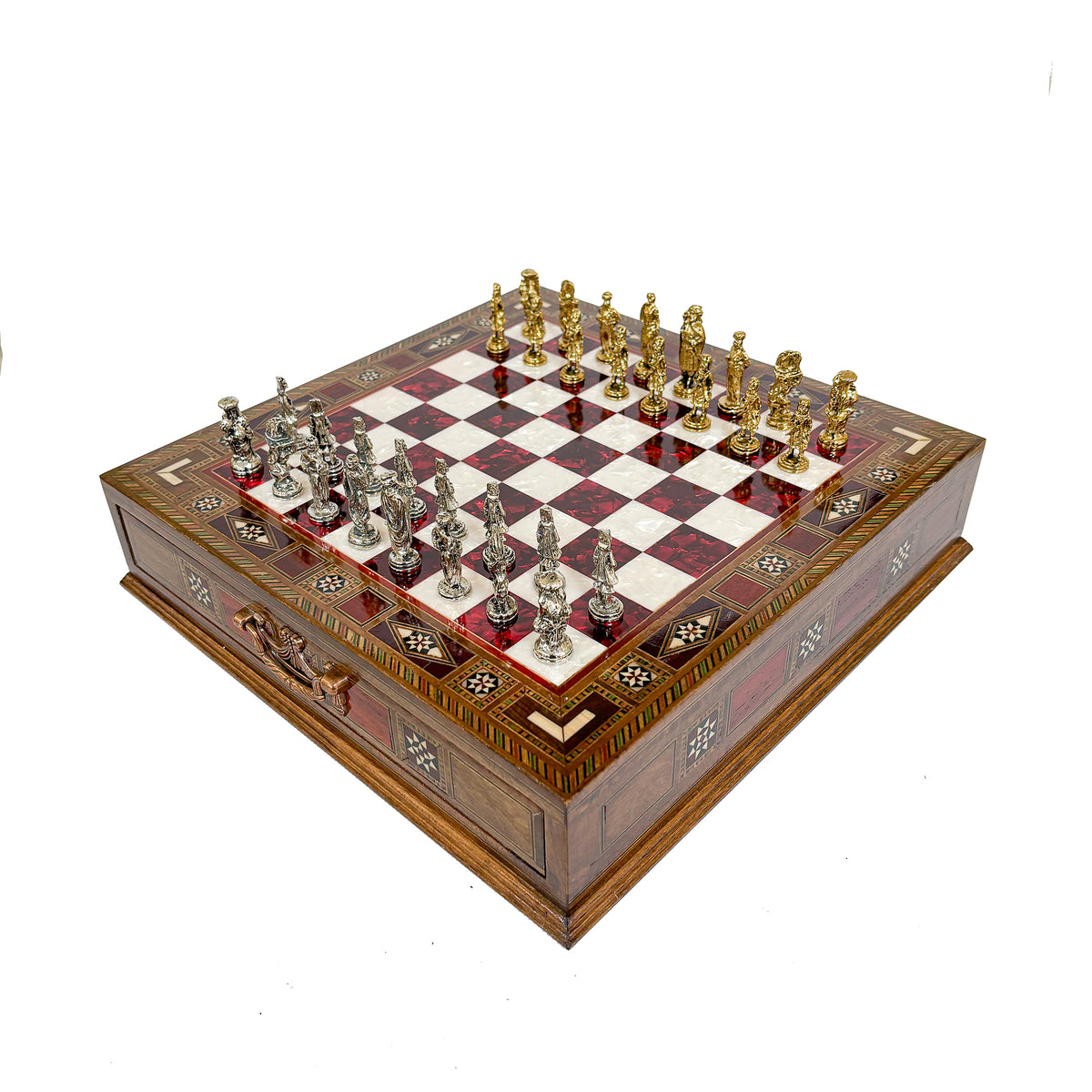 Ottoman Metal Chess Set with Drawer
