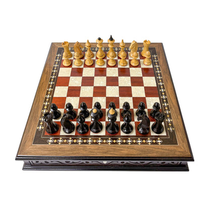 Lithuanian Boxwood Chess Set – Walnut Board