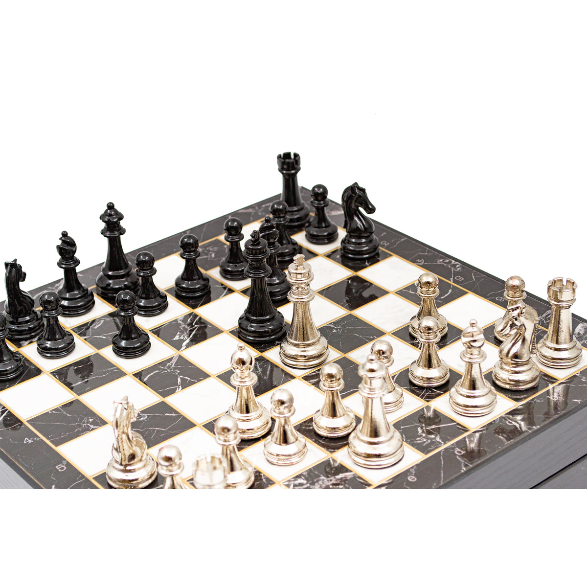 Tall Marble Pattern Chess Box