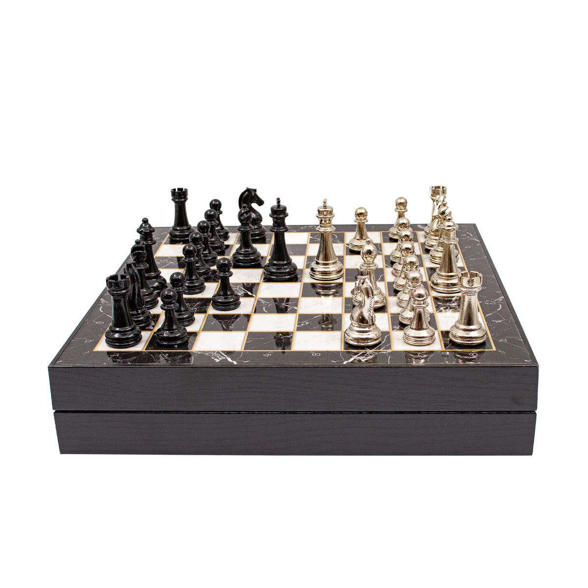 Tall Marble Pattern Chess Box