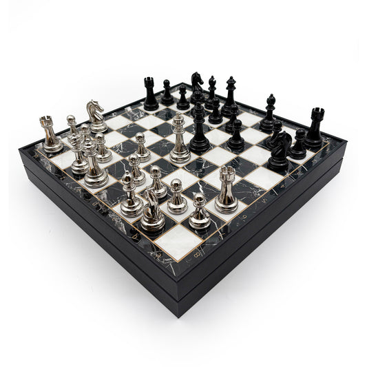 Marble Pattern Chess Set with Storage Box