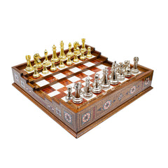 Arena Chess Set: Exquisite Metal on Luxurious Board - Ketohandcraft