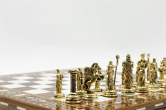 Elite Roman Chess Set - Walnut: Metal & Walnut - Ketohandcraft
