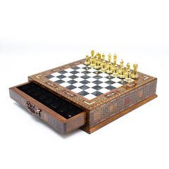 Black Wooden Chess: Unique with Gold & Silver Pieces - Ketohandcraft