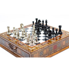 Black Wooden Chess: Unique with Storage - Ketohandcraft