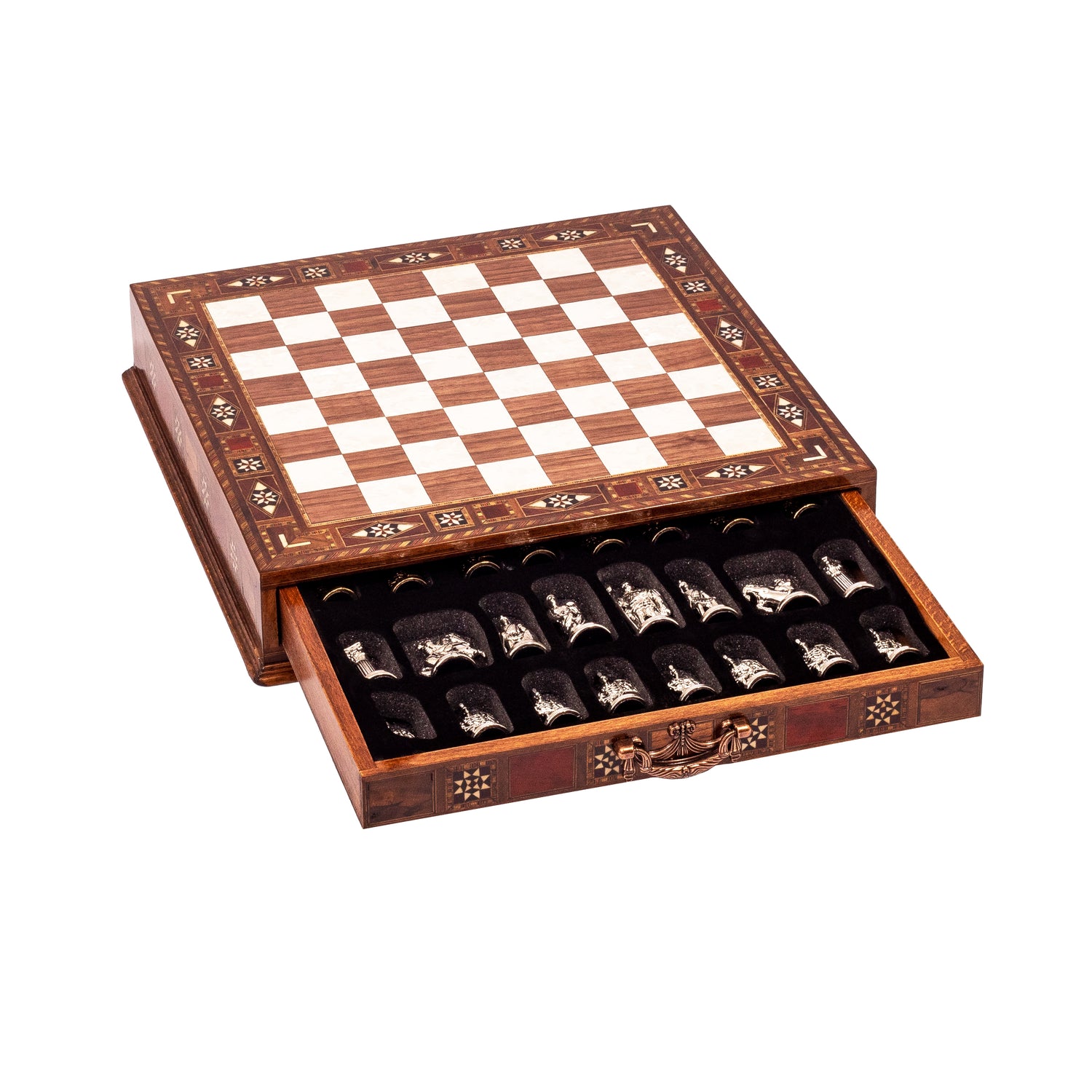Roman-Themed Chess: Walnut with Zamak Pieces - Ketohandcraft