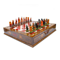 Camelot Splendor Chess Set: Hand-Painted with Drawer - Ketohandcraft