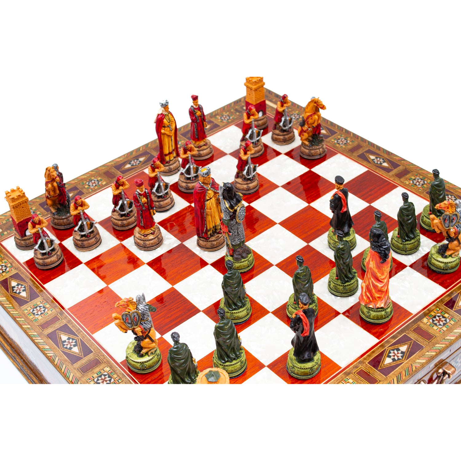Camelot Splendor Chess Set: Hand-Painted with Drawer - Ketohandcraft