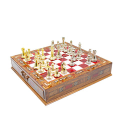Chess Set with Drawer - Red: Handcrafted Classic - Ketohandcraft