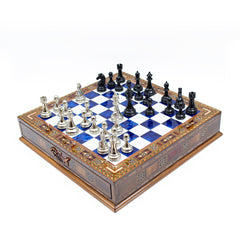 Chess Set with Drawer - Blue: Handcrafted Classic - Ketohandcraft
