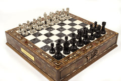 Chess Set with Drawer - Black: Handcrafted Classic - Ketohandcraft