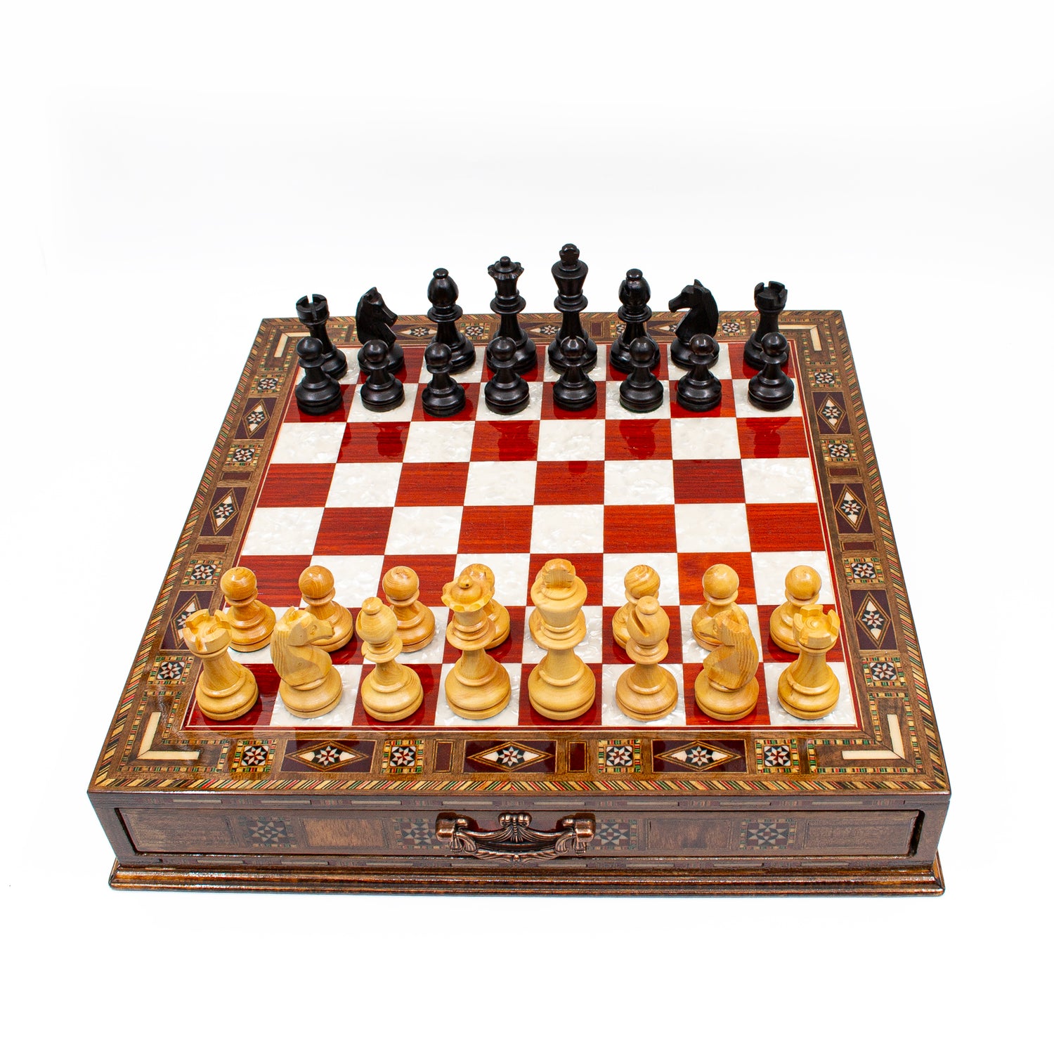 Unique Wooden Chess: Staunton Style with Drawer - Ketohandcraft