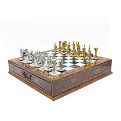 Handmade Chess Set - Black: Premium Wood with Metal Pieces - Ketohandcraft