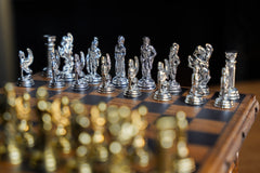 Walnut Chess Board: Hidden Storage with Luxurious Metal Pieces - Ketohandcraft