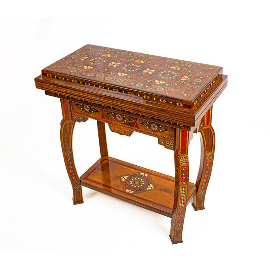 Inlaid chess and backgammon table