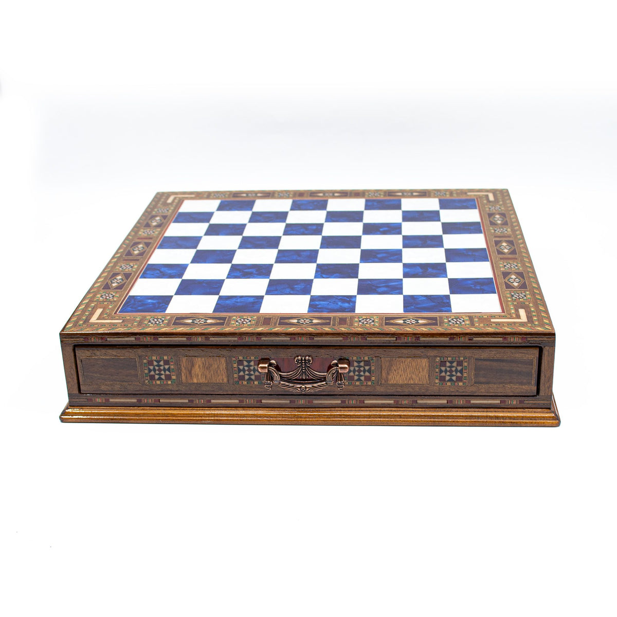 Classic Metal Chess Set with Storage Drawer