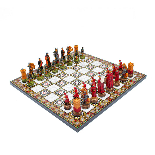 Foldable Mosaic Chess Set – Hand-Painted Pieces