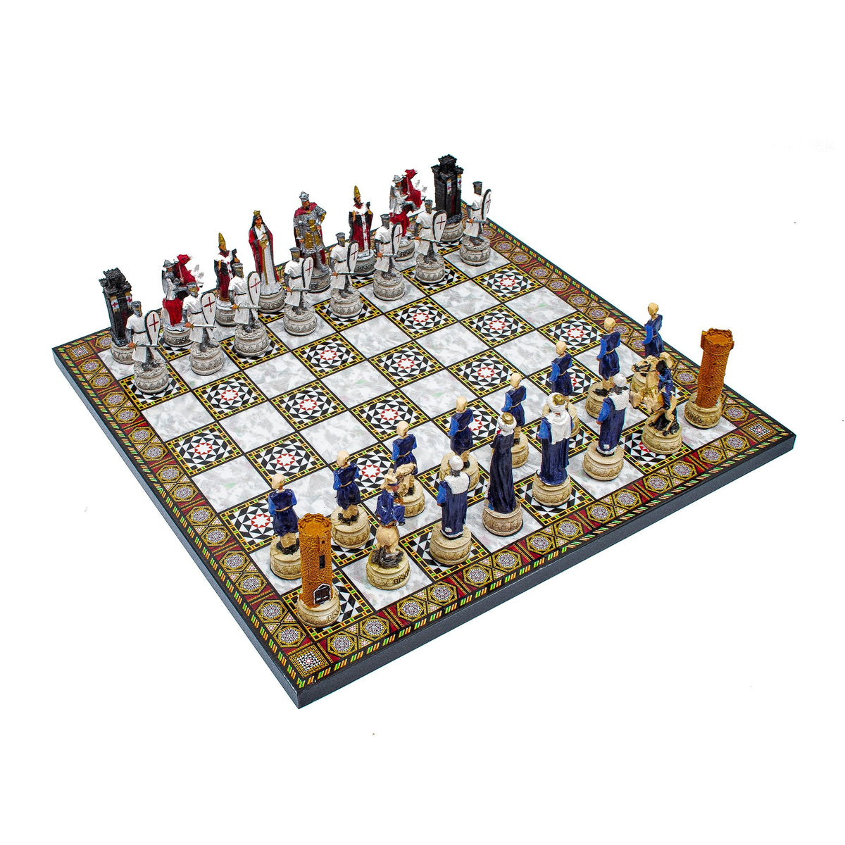 Foldable Mosaic Chess Set – Hand-Painted Pieces