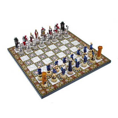 Foldable Mosaic Chess Set – Hand-Painted Pieces