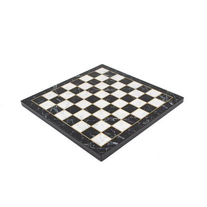 Marble Pattern Chess Set with Roman Metal Pieces