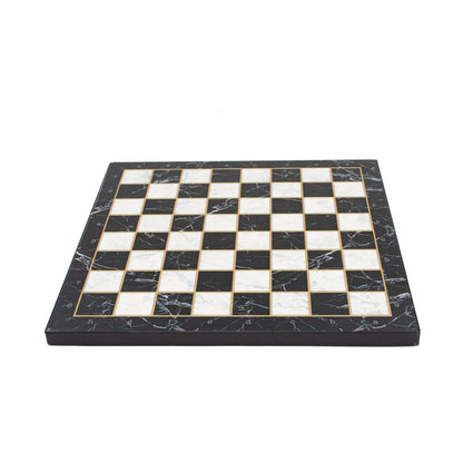 Marble Pattern Chess Set with Roman Metal Pieces