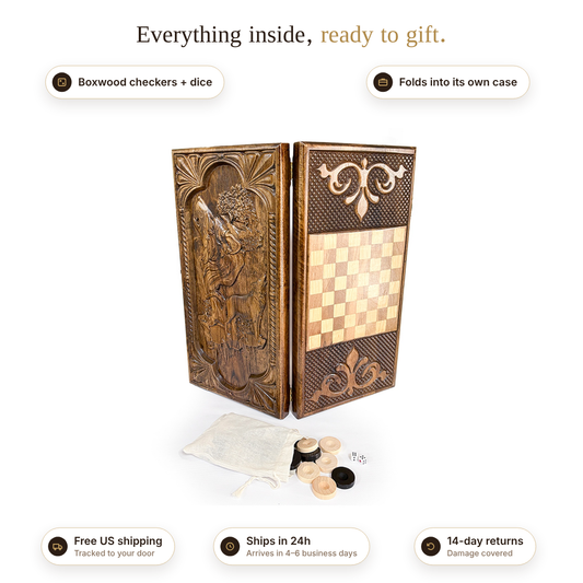 Inlaid Walnut Backgammon – Artisan Designs – what's included, shipping and returns